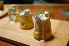 One of the dishes, the Sweet Potato Stuffed Corn Bread with Bacon Dressing, really caught my eye, so I asked Chef Gill to walk me through the steps.