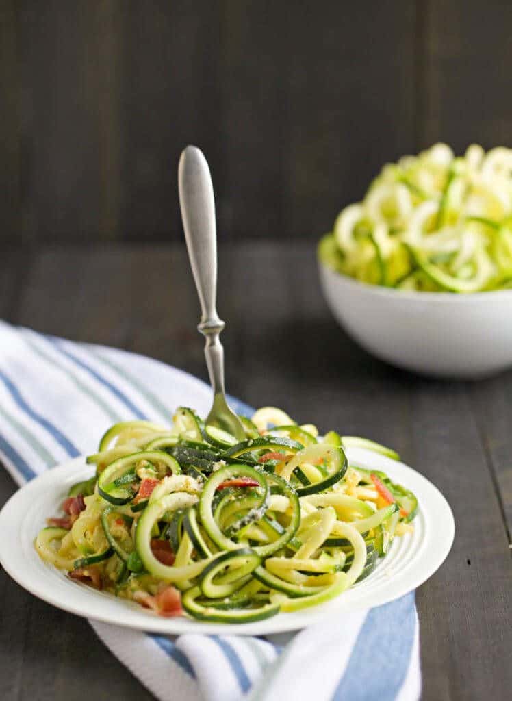 Zucchini Noodle Pasta Carbonara | Gluten Free & Low Carb Zoodles Recipe