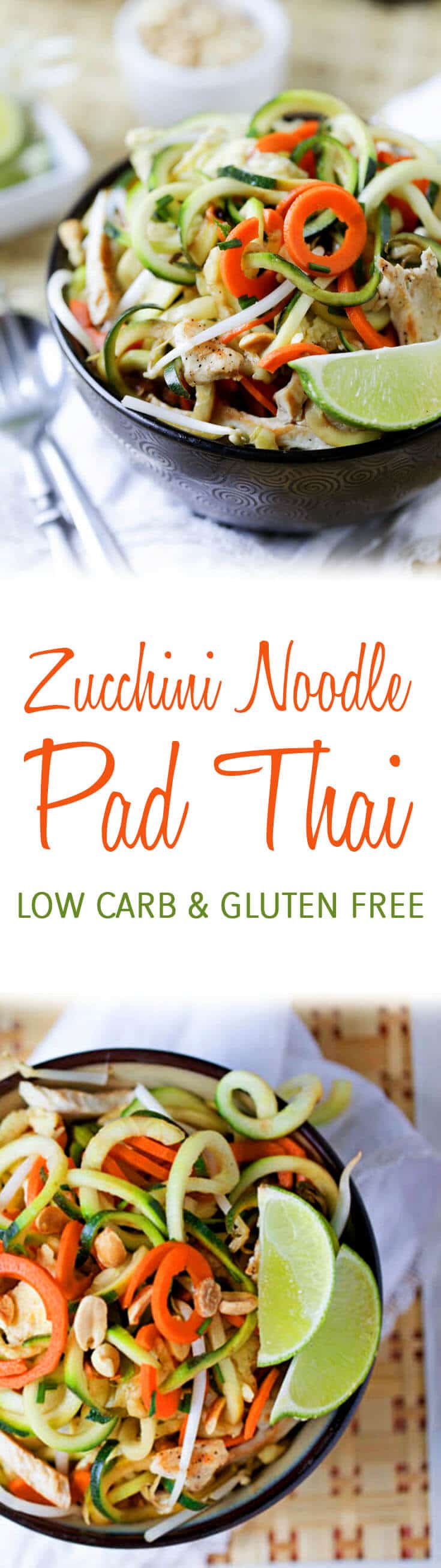 Love Pad Thai, but not the fat and carbs that come with it?! The you should definitely try my Gluten Free Zucchini Noodle Pad Thai.