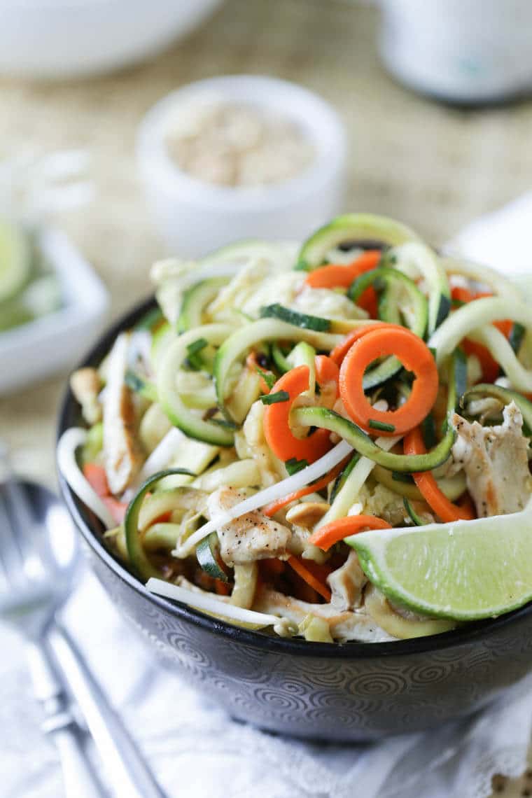 A bowl of zucchini noodle pad thai.