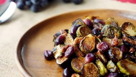 These Balsamic Roasted Brussel Sprouts with Grapes & Figs will make a perfect healthy Holiday side dish for Thanksgiving or Christmas.