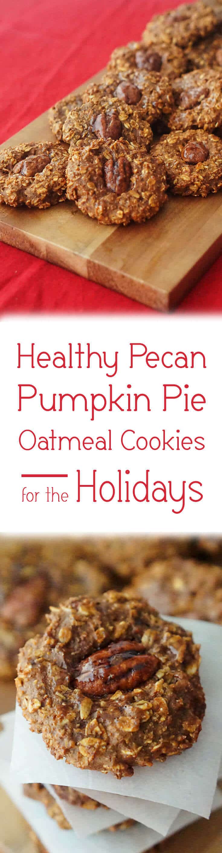 These Pecan Pumpkin Pie Oatmeal Cookies are the perfect holiday treat.