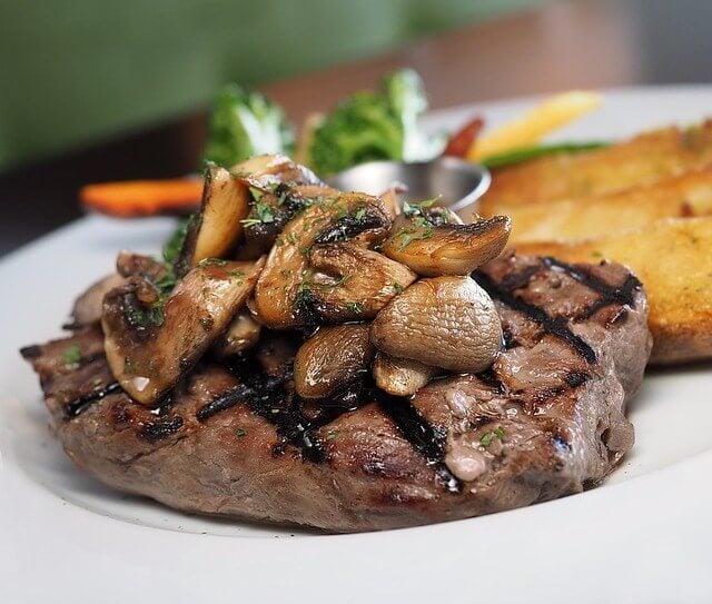 A plate of steak.