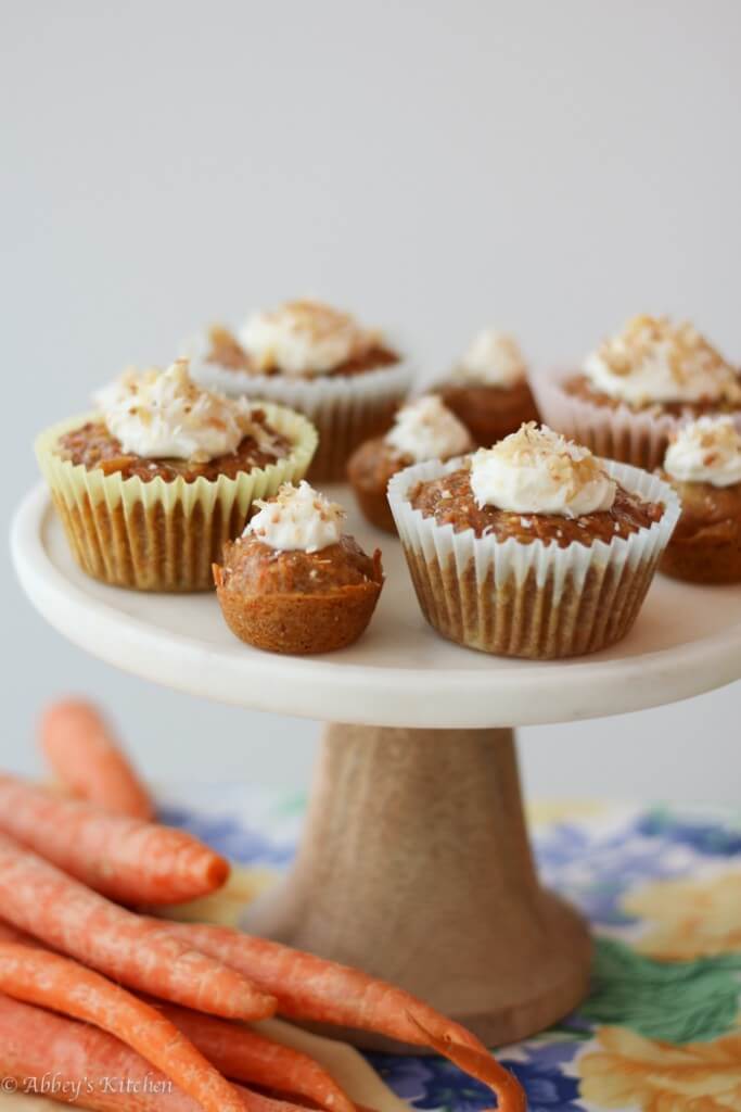 Healthy Carrot Cake Cupcakes with Yogurt Cream Cheese Frosting