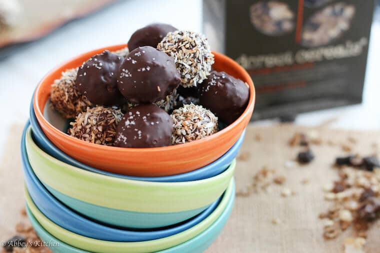 A bowl of chocolate truffles.