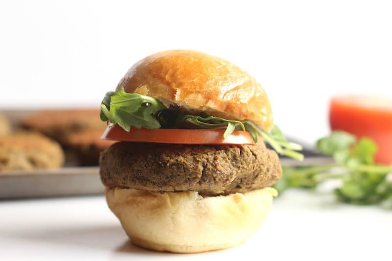 A ginger peanut lentil burger.