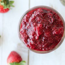 This healthy Cherry Strawberry Chia Jam will quickly become your go-to morning spread because it’s totally vegan, super healthy and low in added sugar!