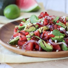 grilled avocado and watermelon salad