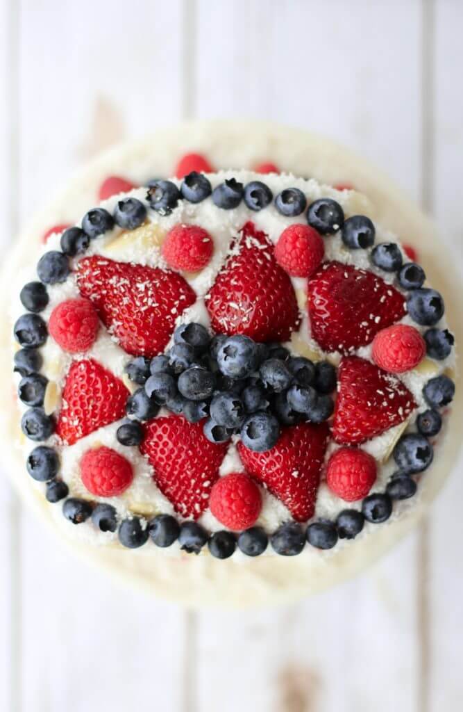 Red, White and Blue Vegan Watermelon Cake 4th of July Dessert