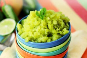 This cucumber lime granita with spicy mango kick is totally vegan, gluten free and a total refresher on a hot Summer day.