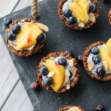 Overhead photo of multiple chia pudding granola cups.