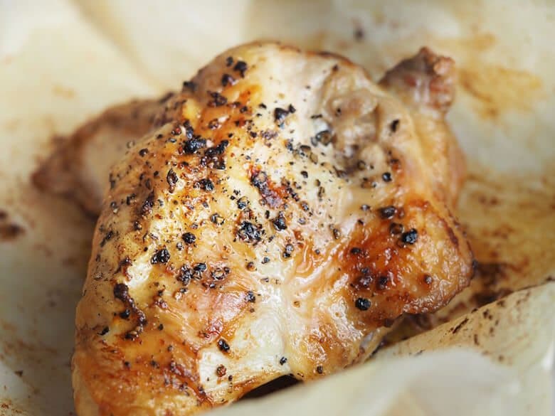 A close up of chicken.