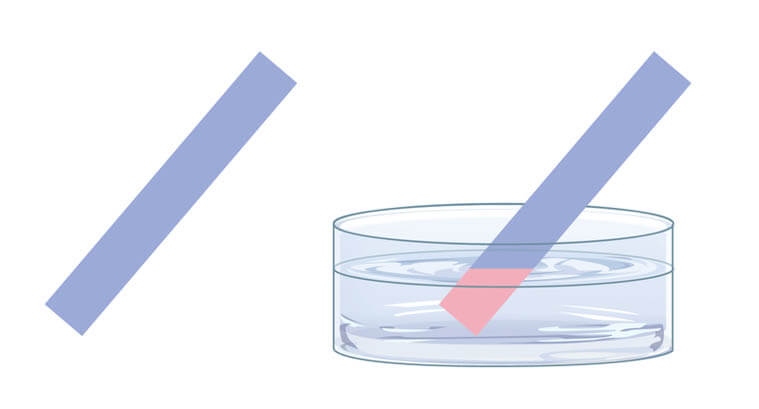 A strip of pH testing in use.