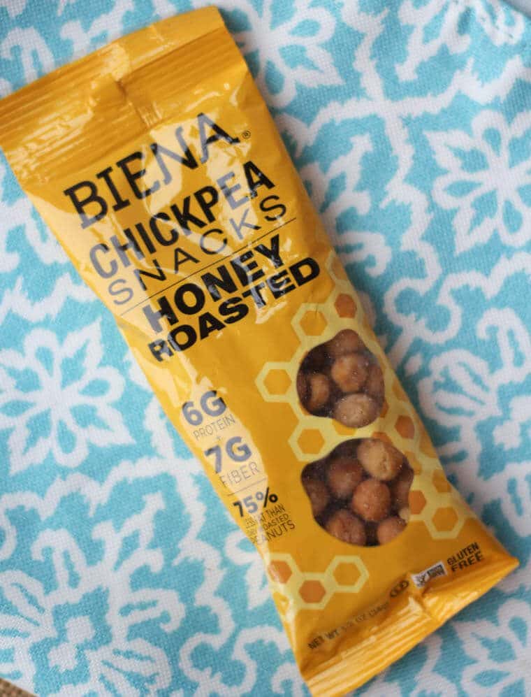 A pack of Biena chickpea snacks.