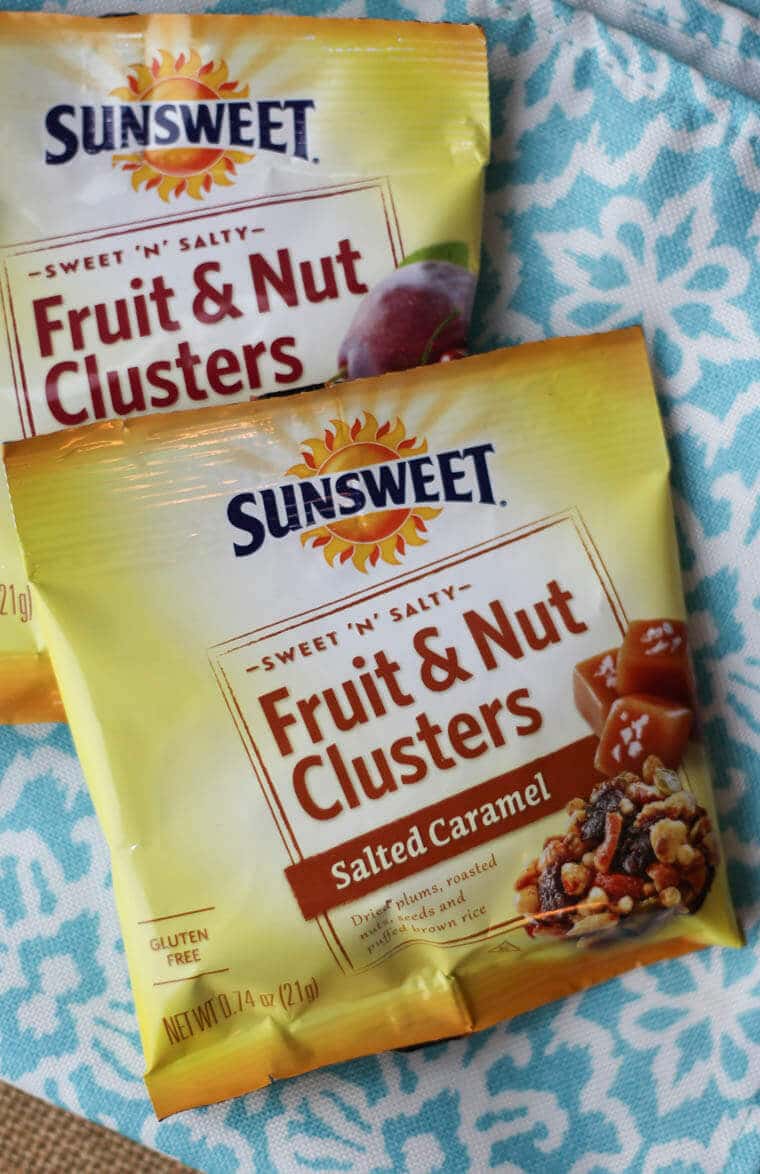 A bag of Sunsweet fruit and nut clusters.