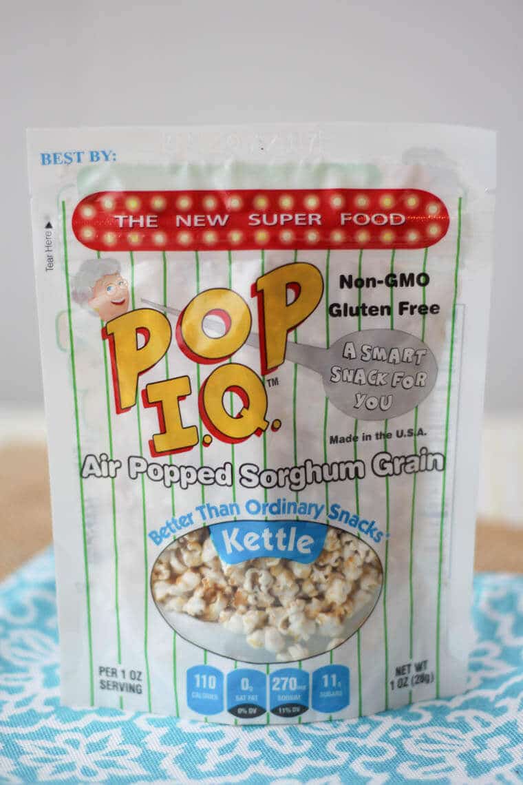 A bag of POP IQ popped sorghum grain. 