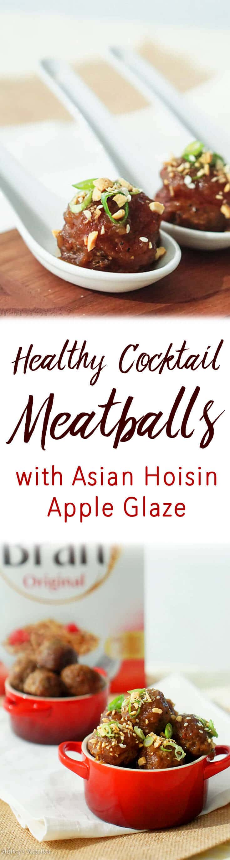 These healthy cocktail meatballs with asian hoisin apple glaze as a lean, high protein, high fibre way to entertain this holiday! 