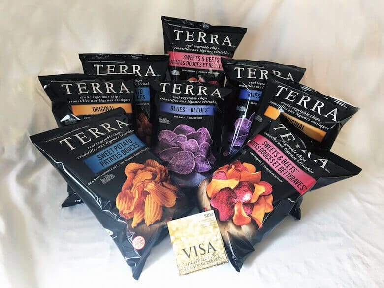 Multiple bags of Terra chips.