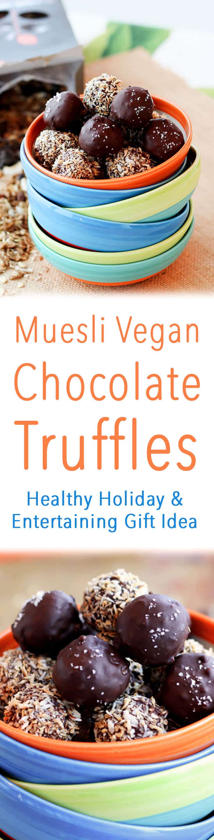 I love these decadent tasting easy vegan chocolate truffles that are free of any butter or cream, and loaded with healthy high fibre muesli.