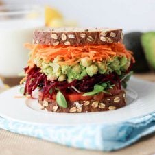 This avocado chickpea salad sandwich is loaded with a ton of colour, crunch and nutrition! It’s the perfect vegan chicken salad swap!