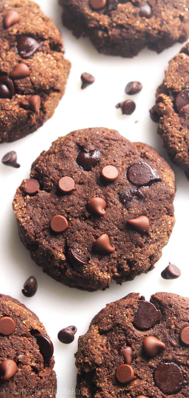 A coconut flour double chocolate chip cookie.