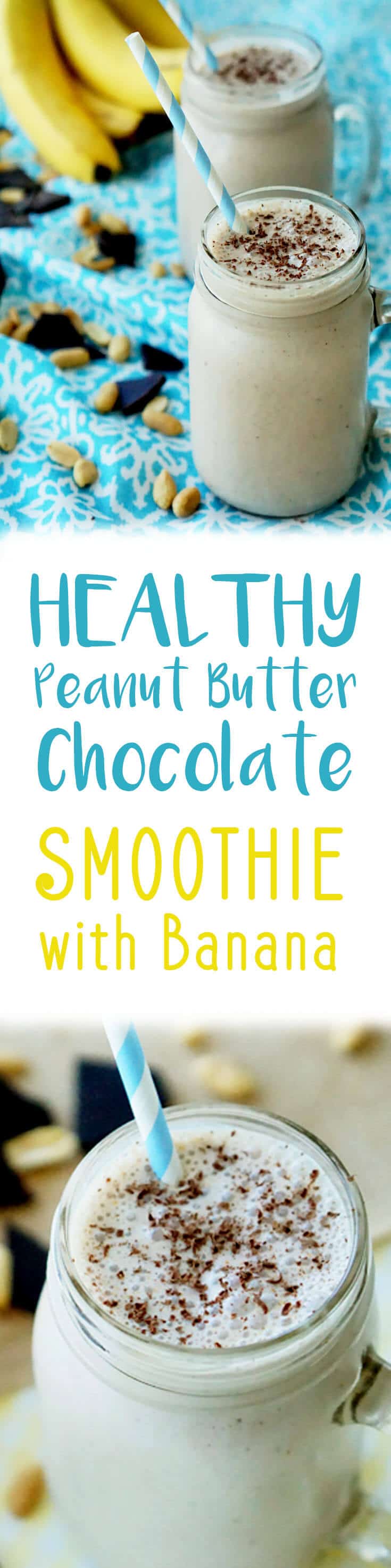 My favourite healthy peanut butter chocolate smoothie with banana and flax makes for a balanced breakfast or snack any day!