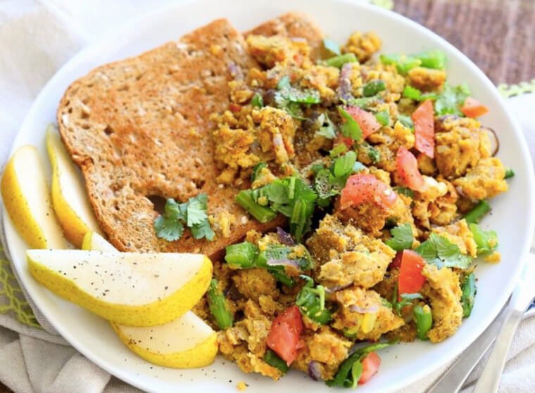 A plate of chickpea flour scramble.