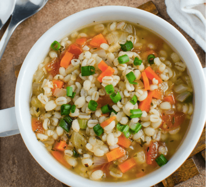 A bowl of barley soup.