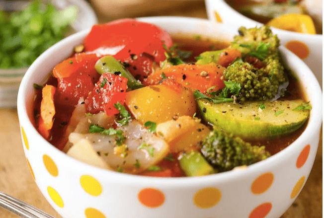 A bowl of vegetarian soup.