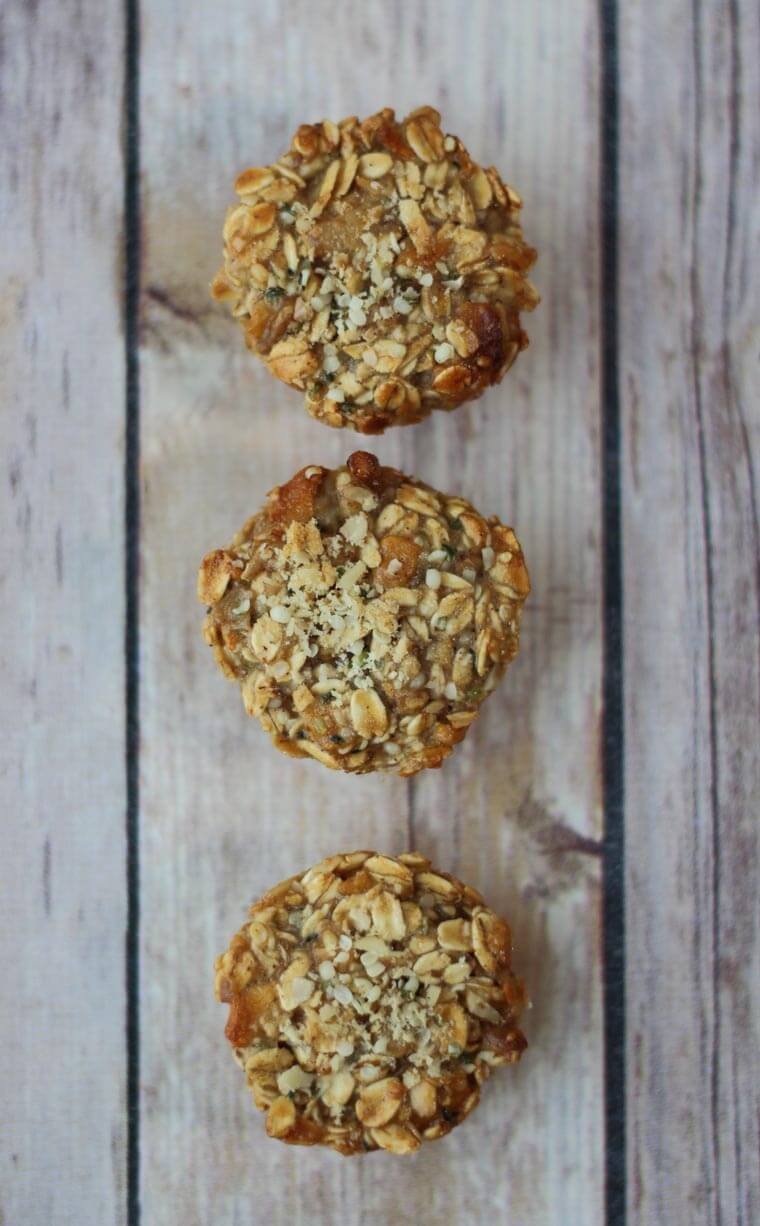 Three apple pie vegan granola cups.