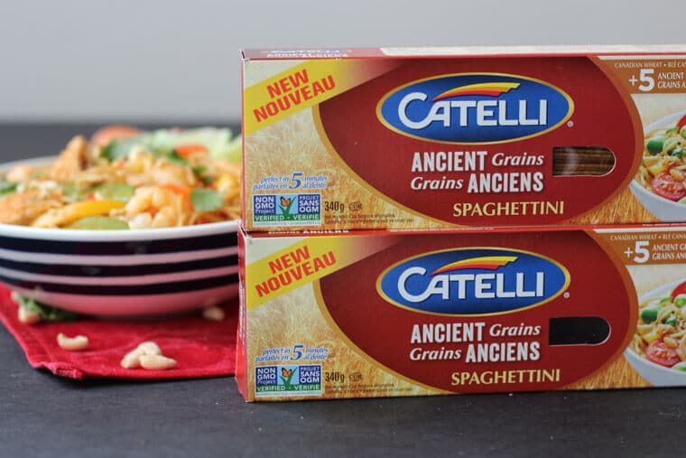 Two boxes of catelli ancient grains pasta.
