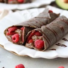 This Berry Buckwheat Crepes with Avocado Chocolate Mousse is a perfect Vegan Gluten Free Mother’s Day dessert or brunch idea that mom is going to love!