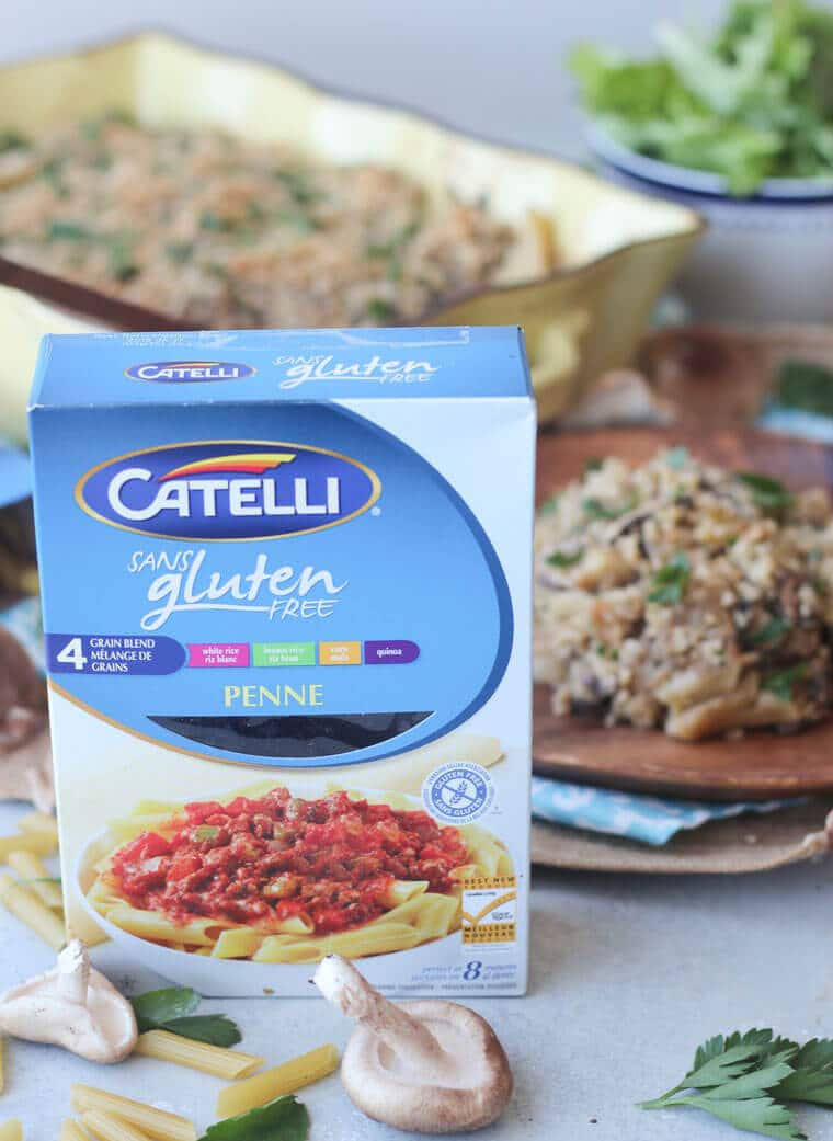 A box of gluten free catelli penne pasta.