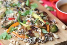 This recipe for Charred Brussels Sprout Salad with Pickled Mangos and Peanut Sauce is a crowd-pleasing favourite that’s naturally gluten free, dairy free and vegan!