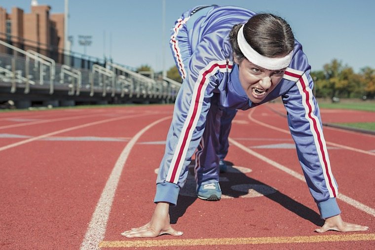 A person on a running track.