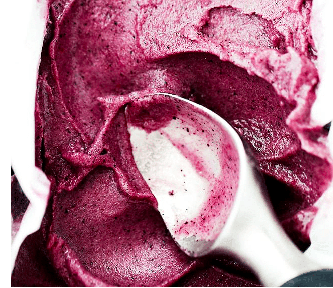 Purple nice cream with an ice cream scooper