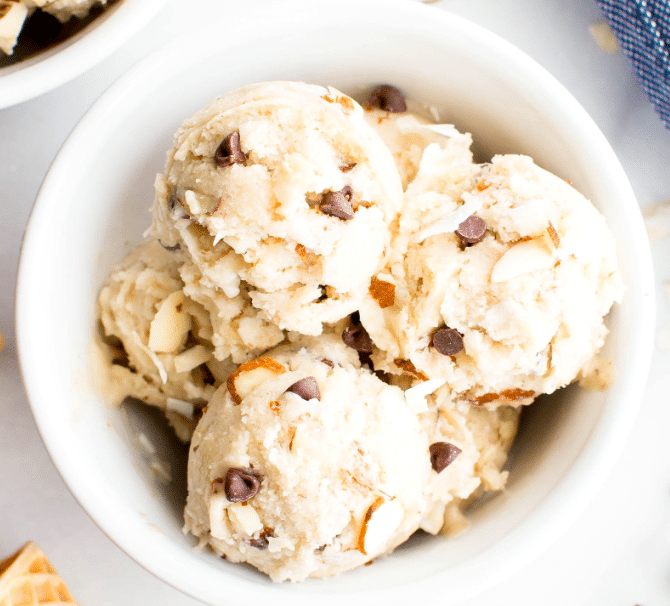 Nice cream in a white bowl.