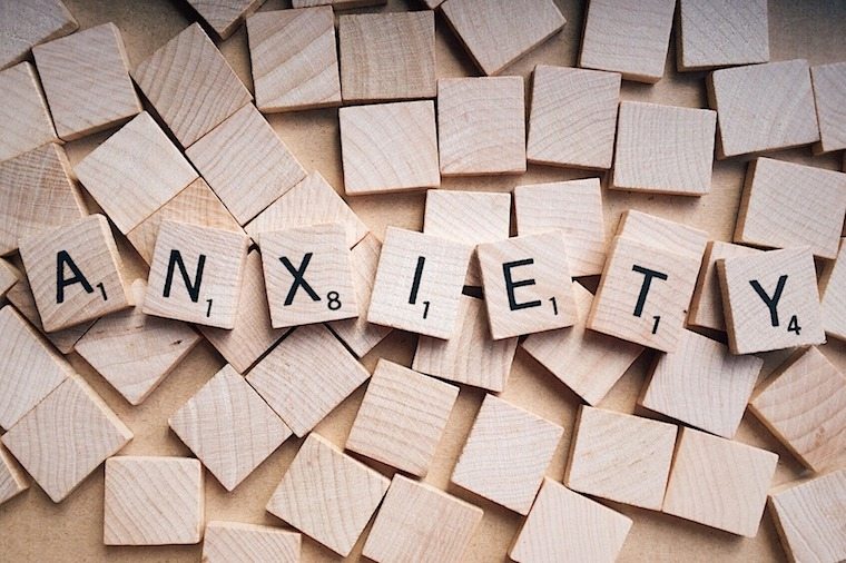 scrabble letters spelling "anxiety"