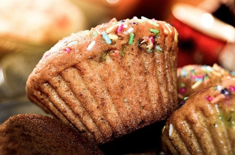 A close up of a muffin.