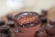 These vegan tahini caramel chocolate cups are the perfect dairy free gluten free no sugar added healthy desserts for those days you just need a sweet fix.