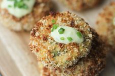 These gluten free cheese stuffed fish cakes with aged cheddar sauce will quickly become your go-to healthy appetizer or dinner.