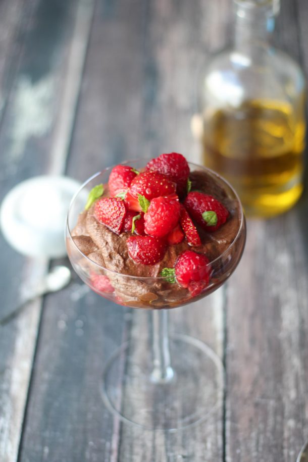 Vegan Olive Oil Chocolate Mousse with Macerated Berries Gluten Free