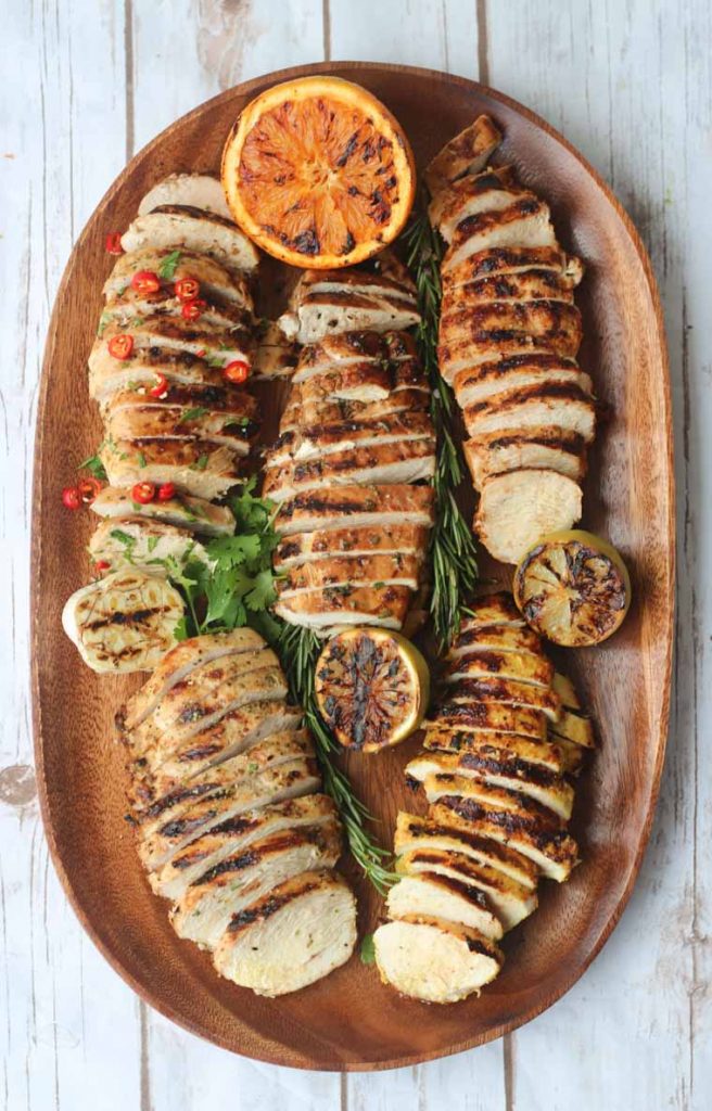 Grilled Marinated Chicken Breasts 5 Ways Mediterranean, Curry, Mango