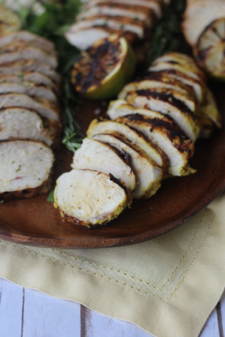 close up of grilled marinated chicken