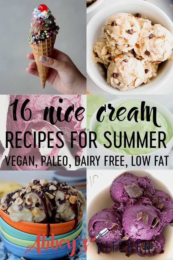 pinterest image of a collection of nice cream recipes with text overlay