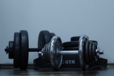 Two large dumbbells.