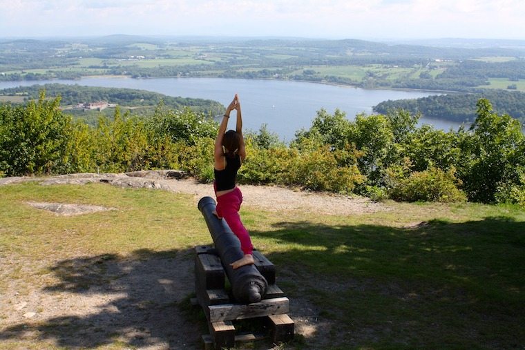 person doing yoga outside