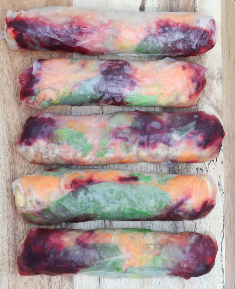 These gluten free vegan paleo friendly protein rainbow summer cold rolls with a hearty lentil and rice filling are an easy fuss-free, no bake appetizer or meal for hot summer nights.