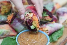 These gluten free vegan paleo friendly protein rainbow summer cold rolls with a hearty lentil and rice filling are an easy fuss-free, no bake appetizer or meal for hot summer nights.