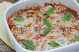 Gluten Free Vegetarian Pizza Quinoa Casserole | Healthy Family Dinner Recipe